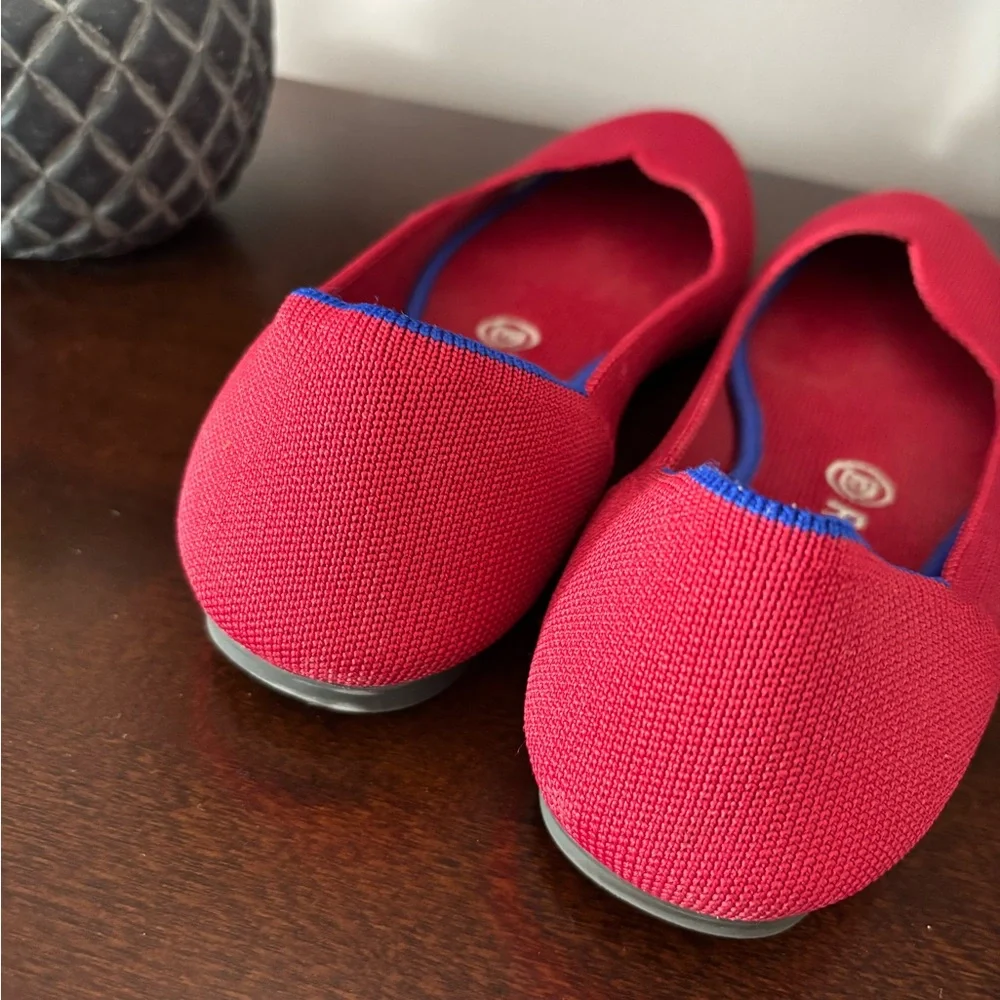 Rothy's Vibrant Red Flats with Blue Trim - Picture 4 of 4